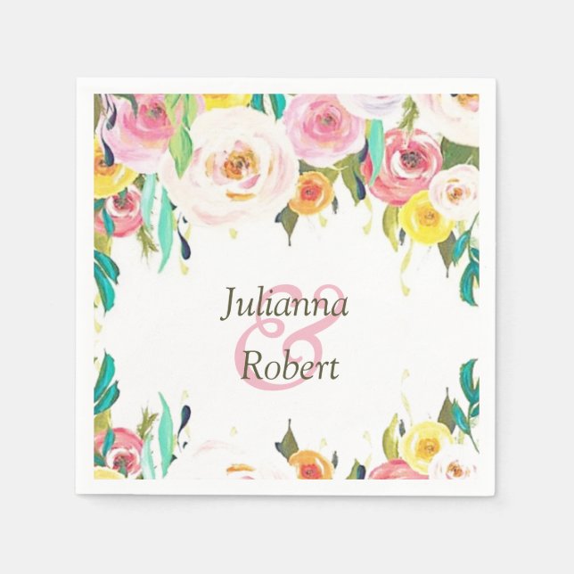 Servilleta De Papel Servilletas florales pastel (Anverso)