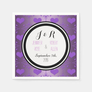 Servilleta De Papel Servilletas florales púrpuras negras de la boda