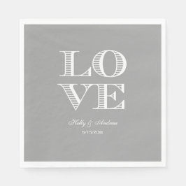 Servilleta De Papel Servilletas Gris Oscuro, Blanco LOVE