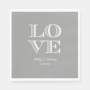 Servilleta De Papel Servilletas Gris Oscuro, Blanco LOVE