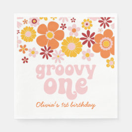 Servilleta De Papel Servilletas Groovy One Retro Floral 1er cumpleaños