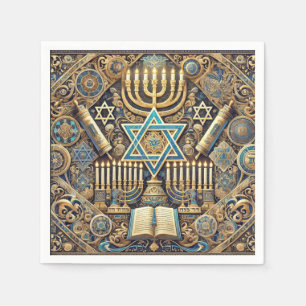 Servilleta De Papel Servilletas judías de Hanukkah Menorá