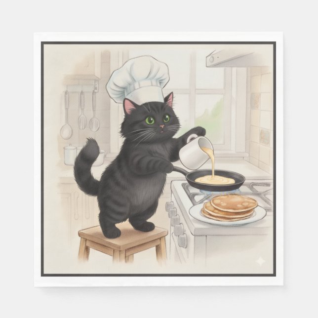 Servilleta De Papel Servilletas Kitty Kichen Gato Negro (Anverso)