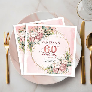 Servilleta De Papel Servilletas Lovely Boho Rosa Dorado Floral 60 Cump