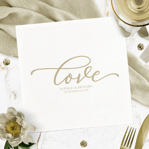 Servilleta De Papel Servilletas minimalistas de boda con guión dorado