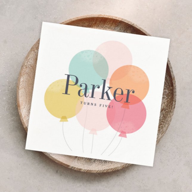 Servilleta De Papel Servilletas modernas de cumpleaños con globos (Modern colorful balloons kids birthday party paper napkin.)