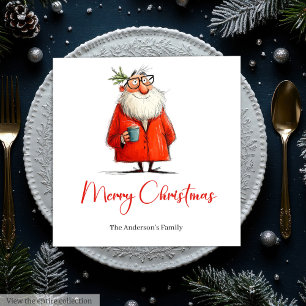 Servilleta De Papel Servilletas modernas divertidas de Papá Noel para