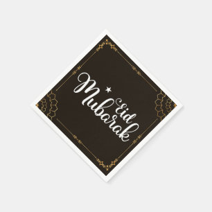 Servilleta De Papel Servilletas modernas Eid Mubarak negro oro