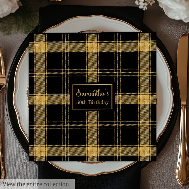 Servilleta De Papel Servilletas modernas para cóctel con brillo negro  (Modern Cocktail Napkins Black Gold Glitter)