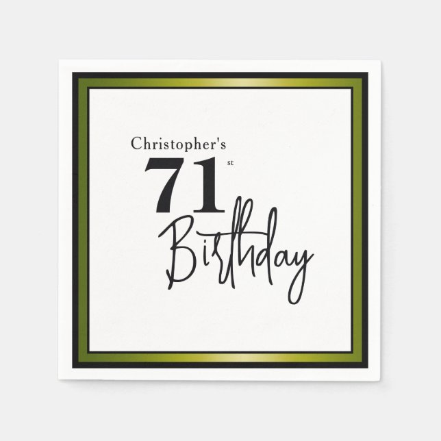 Servilleta De Papel Servilletas modernas para cumpleaños 71 Elegantes  (Anverso)