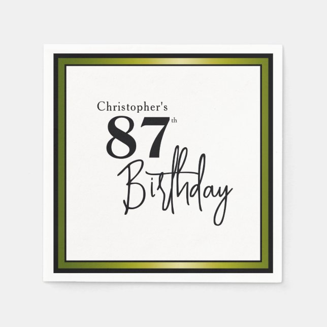 Servilleta De Papel Servilletas modernas para cumpleaños 87 elegantes  (Anverso)