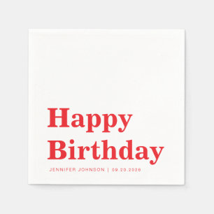 Servilleta De Papel Servilletas Modernas Rojas Feliz Cumpleaños