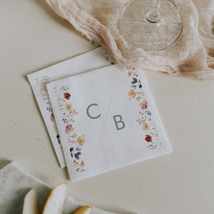 Servilleta De Papel Servilletas Monogramadas con Flores Silvestres Boh