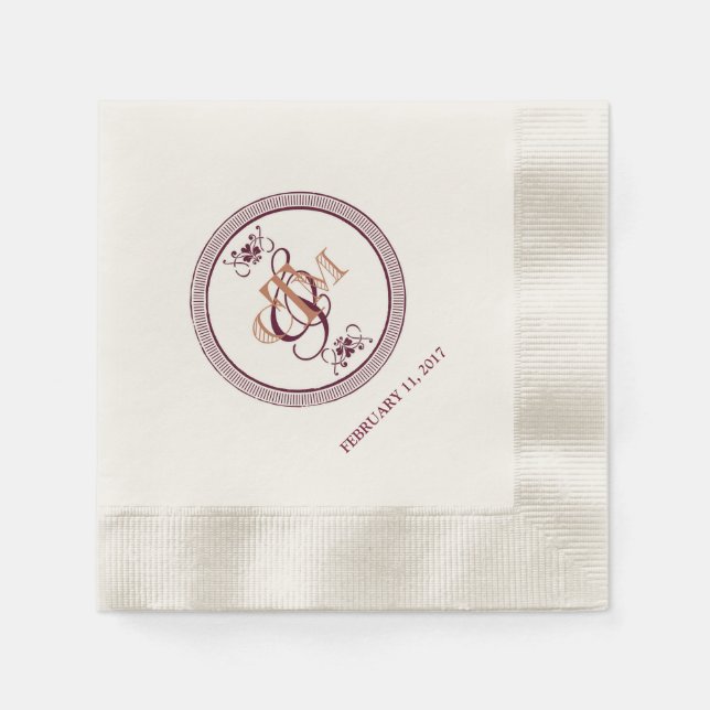 Servilleta De Papel servilletas monogramadas de cóctel C y M (Anverso)