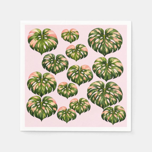 Servilleta De Papel Servilletas Monstera Fiesta Rosa (Anverso)