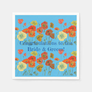 Servilleta De Papel Servilletas Naranja Amapola Novia y Novio Azules
