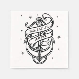 Servilleta De Papel Servilletas nombres boda ancla tatuaje tradicional