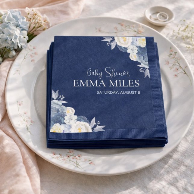 Servilleta De Papel Servilletas para Baby Shower Azules Pampas Florale (Subido por el creador)