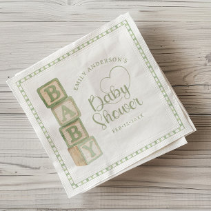 Servilleta De Papel Servilletas para Baby Shower Bloques de Bebé Verde