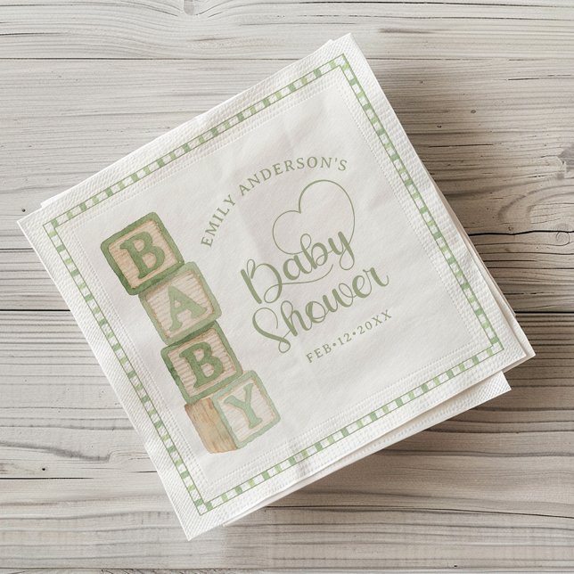 Servilleta De Papel Servilletas para Baby Shower Bloques de Bebé Verde (Baby Shower Napkin)