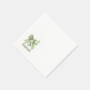 Servilleta De Papel Servilletas para Baby Shower con Lazo Verde Salvia