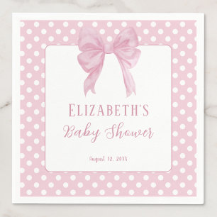 Servilleta De Papel Servilletas para baby shower con lunares y lazo ro
