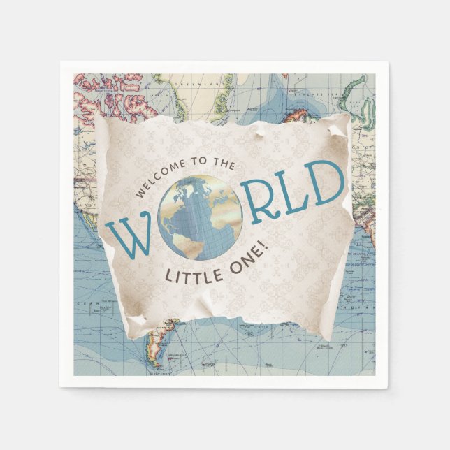 Servilleta De Papel Servilletas para Baby Shower con Mapa Antiguo (Anverso)