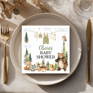 Servilleta De Papel Servilletas para Baby Shower de Animales del Bosqu