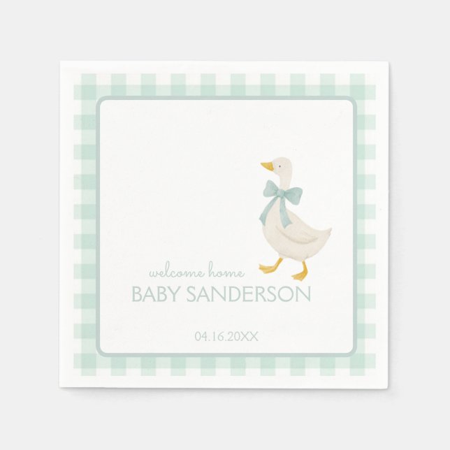 Servilleta De Papel Servilletas para baby shower de Ganso Elegante (Anverso)