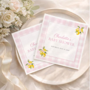 Servilleta De Papel Servilletas para Baby Shower de Niña con Cuadros R