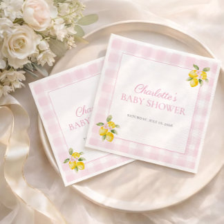 Servilleta De Papel Servilletas para Baby Shower de Niña con Cuadros R