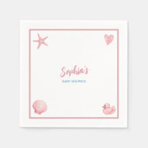 Servilletas para Baby Shower de Niña Rosa Beach Ba