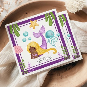 Servilleta De Papel Servilletas para Baby Shower de Sirena Africana en
