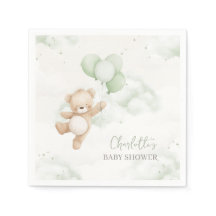 Servilletas para Baby Shower Oso Aguanta Verde Cla