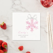 Servilletas para Baby Shower Rosa Copo de Nieve Pe
