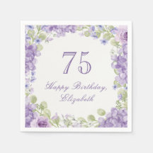 Servilletas para cumpleaños 75 Elegantes Floral Pú