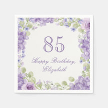 Servilletas para cumpleaños 85 Elegante Floral Púr