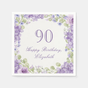 Servilleta De Papel Servilletas para cumpleaños 90 Elegantes Floral Pú
