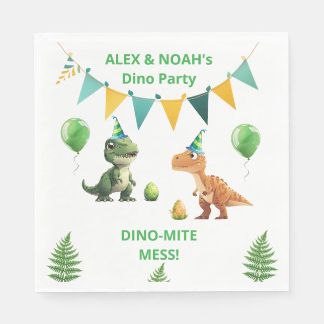 Servilleta De Papel Servilletas para cumpleaños de dinosaurios para ge (Anverso)