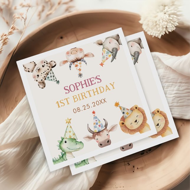 Servilleta De Papel Servilletas para cumpleaños de niña de 1 año con a (Subido por el creador)