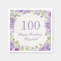 Servilletas para cumpleaños número 100 Elegante Fl