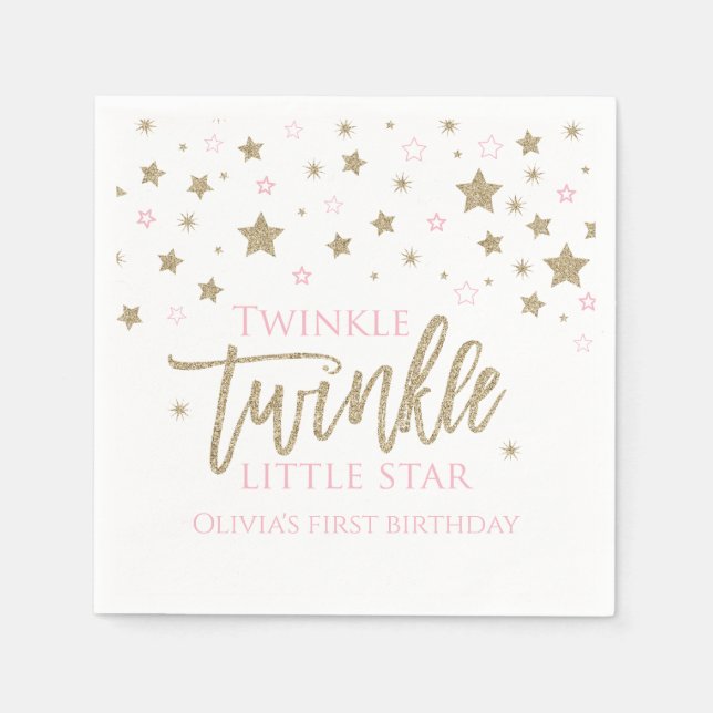 Servilleta De Papel Servilletas para cumpleaños primero Twinkle Twinkl (Anverso)