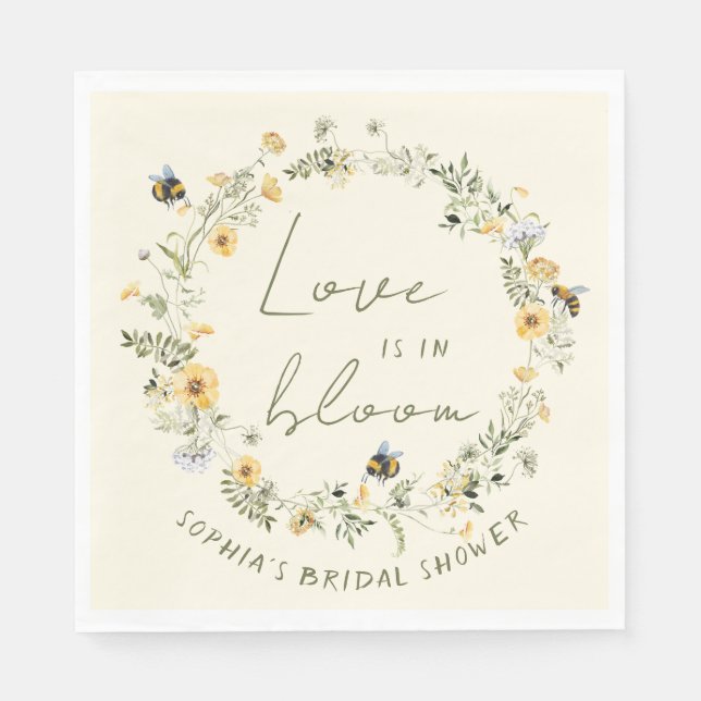 Servilleta De Papel Servilletas para Desayuno de Novia con Abeja y Flo (Anverso)