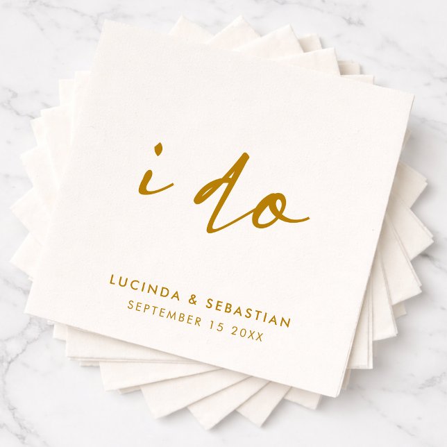 Servilleta De Papel Servilletas para Día de Boda | Conjunto de Servill (I do wedding napkins with clean modern typography for a stylish celebration)