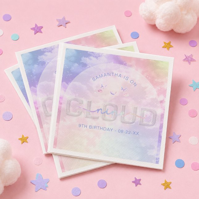 Servilleta De Papel Servilletas para el 9º Cumpleaños de Cloud Nine –  (Cloud Themed Birthday Party Paper Napkins)