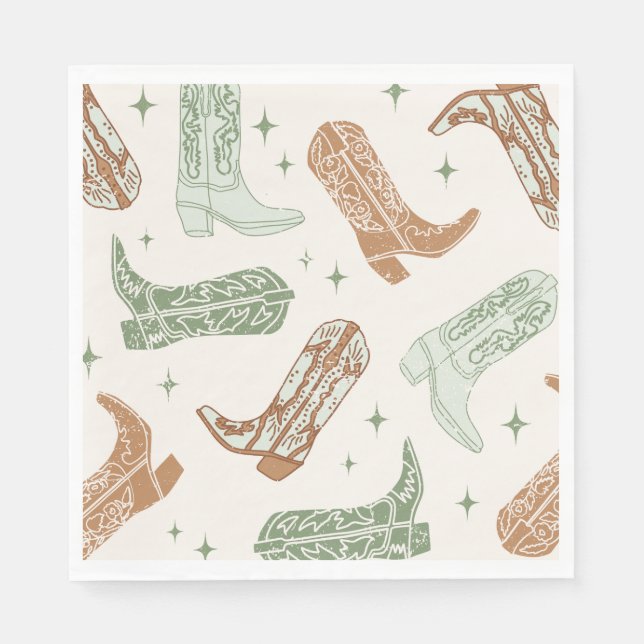 Servilleta De Papel Servilletas para fiesta de botas de vaquero verdes (Anverso)