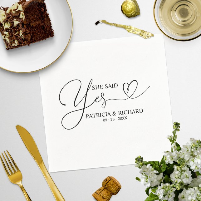 Servilleta De Papel Servilletas para fiesta de compromiso She Said Yes (Subido por el creador)