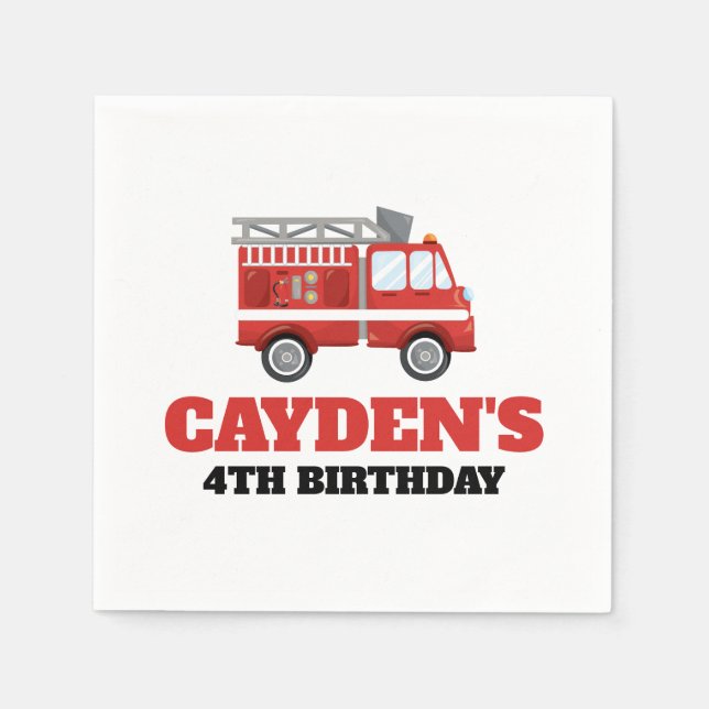 Servilleta De Papel Servilletas para Fiesta de Cumpleaños de Bomberos  (Anverso)