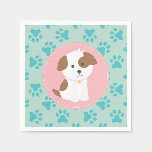 Servilleta De Papel Servilletas para fiesta de cumpleaños de cachorro  (Anverso)