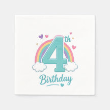 Servilletas para fiesta de cumpleaños número 4
